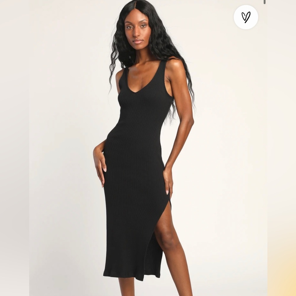 NWOT Lulu’s Black Ribbed Bodycon Dress